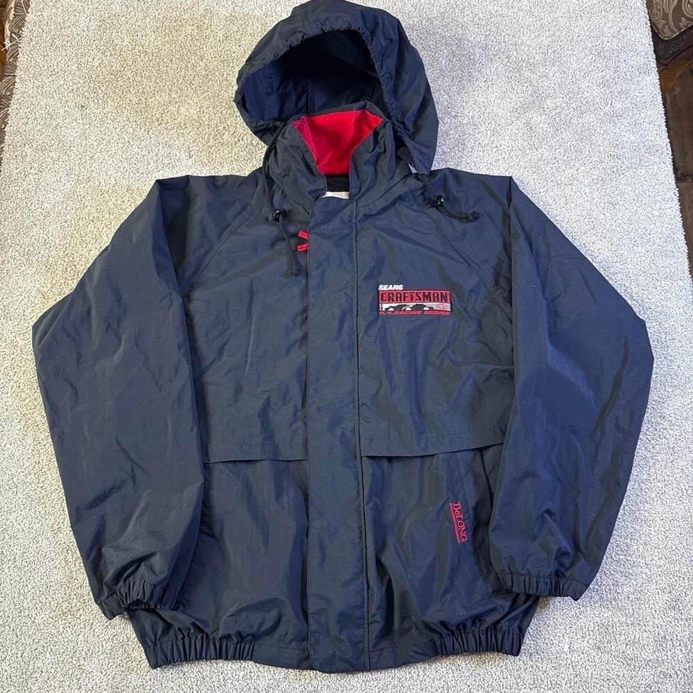 Vintage DeLong Sears Craftsman E.T. Racing Series Windbreaker Black Red XL